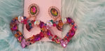 Big Hearts Multicolored Jeweled Earrings