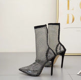 Studded Fishnet Bootie